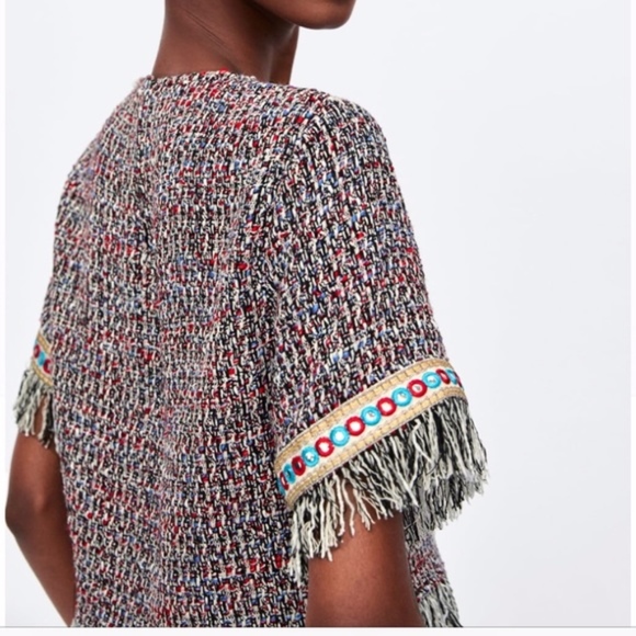 Zara Tweed Top with pleated detail - Picture 4 of 8